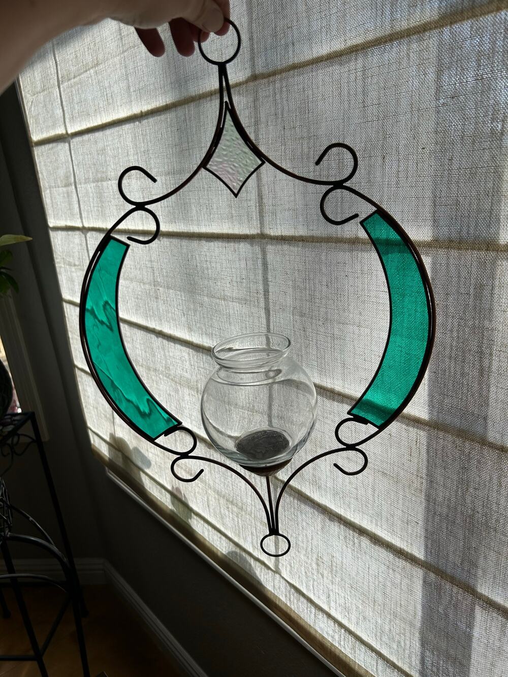 Vintage Stained Glass Plant Rooter Candle Holder Hanging Home Decor gift